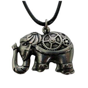 New Steampunk Elephant Pendant Necklace on 18" to 20" Cord Unisex Jewelry Gift